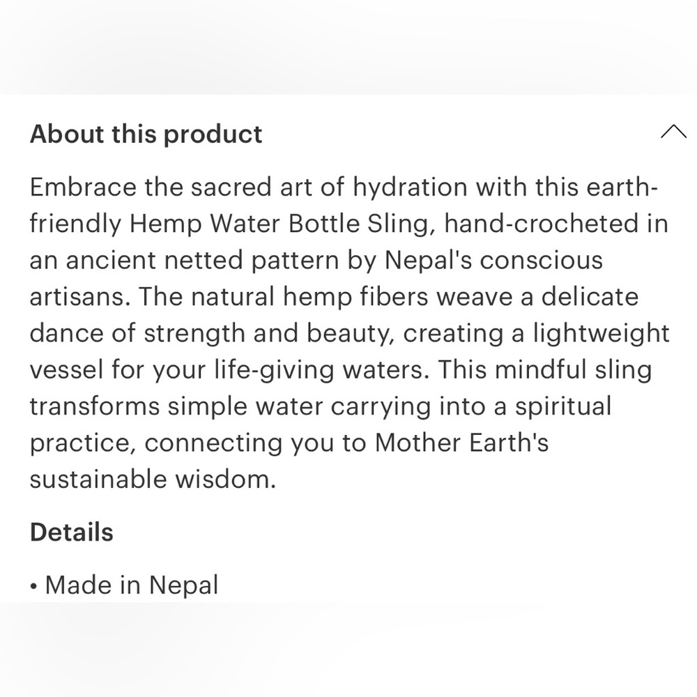 Hemp Crocheted Water Bottle Sling - Picture 2 of 2